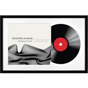 MCS Double Matte Record Album Frame, 16.5x25 Record Frame, Black Frame for LP Vinyl Record & Jacket Display (1-Pack)