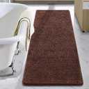 LOCHAS Luxury Bathroom Rug Shaggy Bath Mat 24 x 60 Inch, Washable Non Slip Bath Rugs for Bathroom Shower, Soft Plush Chenille Absorbent Carpets Mats, Brown
