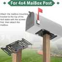 Universal Mailbox Mounting Bracket, Black Steel, Post Mount, 4mm Thick, Fits Most Sizes, Bottom Mount, Includes Hardware