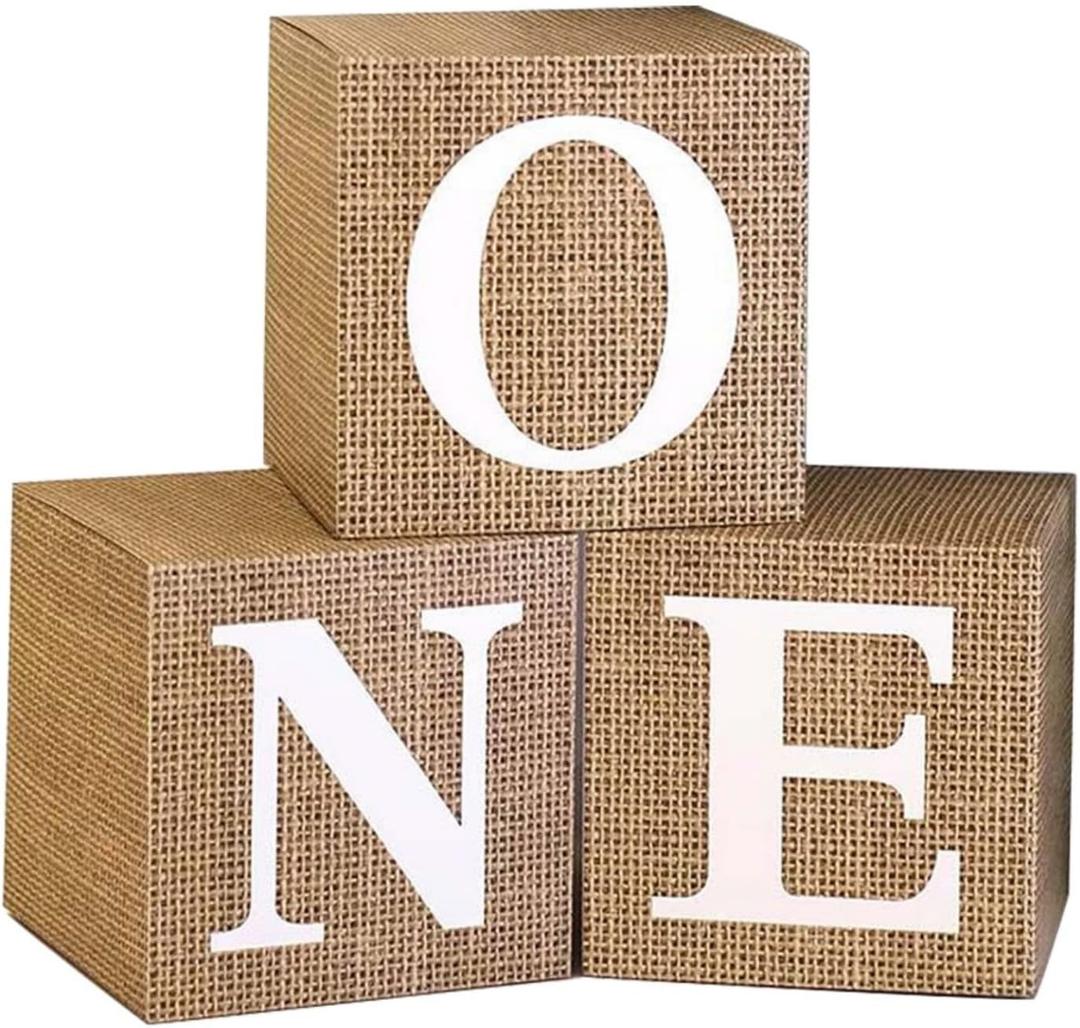 Paper Burlap Stripe One Boxes for 1st Birthday, Baby Girl First Decorations, Party Dcor Supplies Boy, Anniversary Photoshoot Props Backdrop. (Burlap)