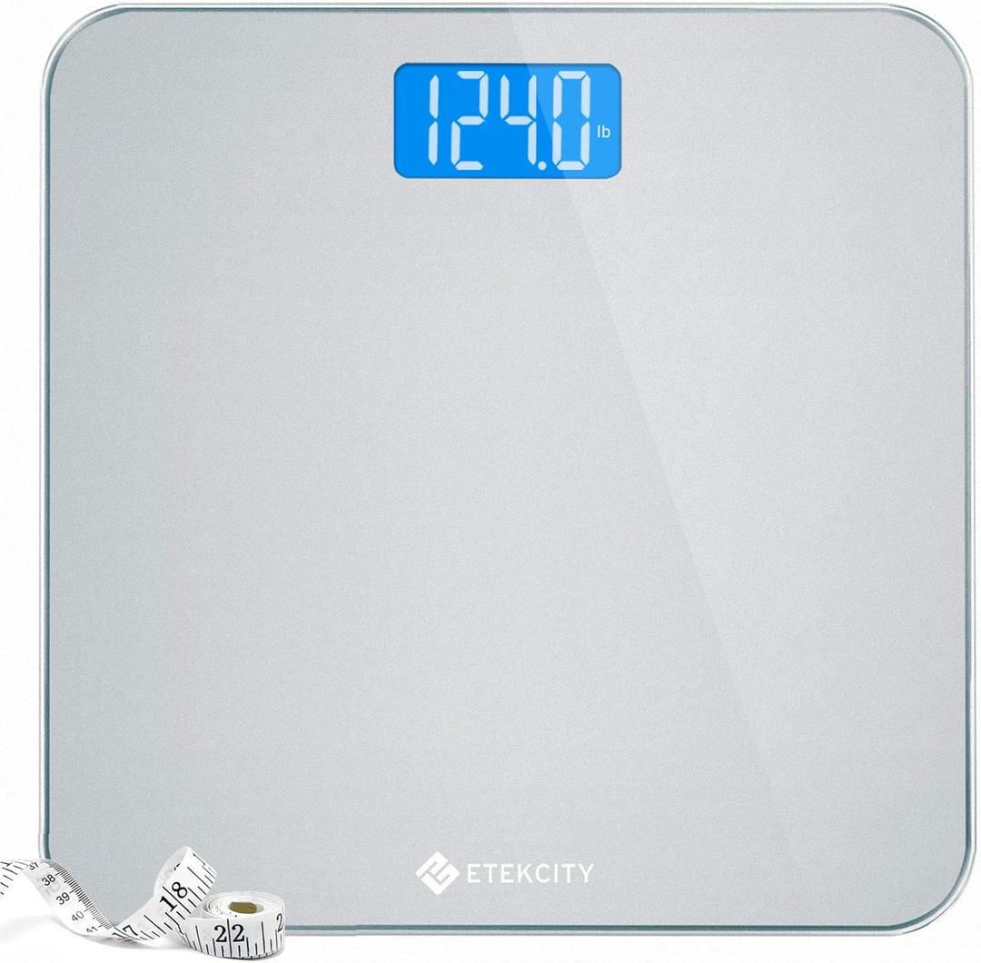 Etekcity Scale for Body Weight, Digital Bathroom Weighing Machine for People, Large and Easy-to-Read Backlight Display, Accurate with High Precision Measurements, Durable Tempered Glass, 400 lbs (11.8 x 11.8 inches, Grey)