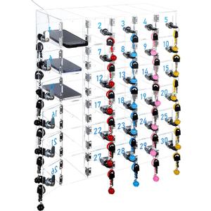 30 Slots Cell Phone Locker Box for Classroom Office Gym Factory
Clear Acrylic Cell Phone Storage Cabinet Wall Mounted, Charging Hole (Upgrade Size), Locks, Key, Number for Employee Office