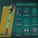 Zefiro 350W Cordless Vacuum Cleaner,45Mins Runtime Vacuum Cleaners for Home, Anti-Tangle and 1.5L Dust Cup, 6 in 1 Lightweight Vacuum for Hardwood Floor Carpet Pet Hair (Green03)