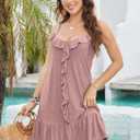Swimsuit Coverup for Women Summer Dress Spaghetti Strap Dresses Eyelet Sundresses Causal Beach Vacation Clothes (Pink, S)
