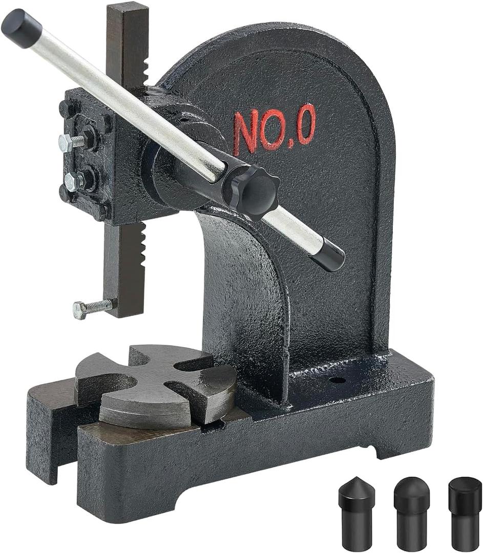 VEVOR Arbor Press, 0.5 Ton Manual Arbor Press, 4.6" Maximum Height, Cast Iron Heavy-Duty Manual Desktop Arbor Press, Precision Hand Press for Stamping, Bending, Stretching, Forming