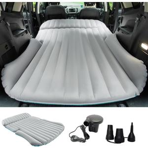 KMZ SUV Air Mattress Double-Sided Car Mattress Camping Bed Inflatable Bed with Electric Pump for SUV Trunk and Rear Seat - Gray and Blue (Without Pillows)