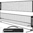 SONGMICS Badminton Net, Height Adjustable Volleyball Net, Pickleball Net for Junior Tennis, Kids, Indoor Outdoor Court, Foldable Nylon Net with Poles 10ft/13ft/16.5ft Wide