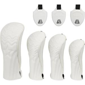 4pcs or 1pc Golf Club Head Covers for Woods, Driver, Fairway, Hybrid Premium PU Leather with Interchangeable Tags & Magnetic Blade and Mallet Putter Covers