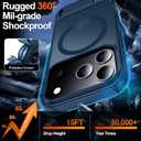 2 x MOZOTER for iPhone 17 Pro Case with Kickstand,[Compatible with MagSafe] [12FT Military Grade Protection] Slim Translucent Matte Shockproof Phone Case,6.3",Blue