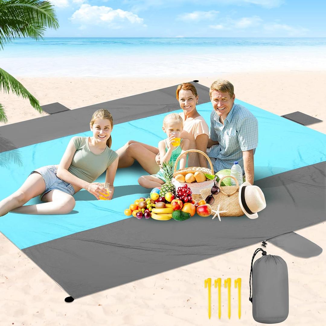 ACH Beach Blanket Waterproof Sandproof Extra Large Beach Mat Oversized 120"108" Portable Lightweight Outdoor Family Mat for Indoor Outside Picnic Camping Hiking Travel