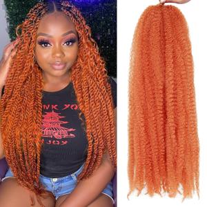 8 Packs Marley Twist Braiding Hair 24 Inches MarleyTwist Hair Orange Cuban Twist Hair Marley Afro Kinky Curly Twist Faux Locs Crochet Hair Synthetic Marley Hair Extensions