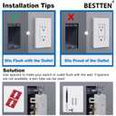 BESTTEN Decorator Receptacle Outlet, 15 Amp Standard Electrical Wall Outlet with Screwless Wallplate, Non-Tamper Resistant, 15A/125V/1875W, UL Listed, 10 Pack, White