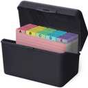 Olivo 4x6 Index Card Holder Box with 100 Cards Dividers Tabs 4"x 6", Black