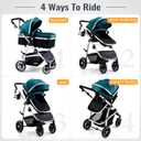 Hagaday Baby Stroller, 2-in-1 Reversible Toddler Seat with Bassinet Mode, Foldable Infant Stroller with Canopy, One Button Brake, Adjustable Handle, Newborn Pushchair(Blue)