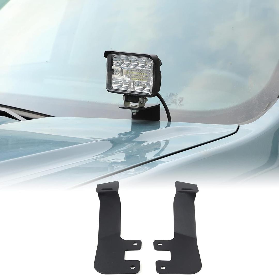 Car Ditch Hood Light Mount Brackets Compatible with Ford Maverick 2022-2025 Front Hood LED Spotlight Work Light Mounting Bracket Holder Kit Pillar Pods Hood Hinges Lamp Bracket Auxiliary Accessories (Black)