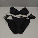 Women Two Piece Swimsuit Sexy Swimwear Halter String Triangle Bikini Sets (Large, Black)