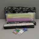 American Mahjong Game Set, 166 Quality White Tiles, 4 All-in-One Color Rack/Pushers, Mahjong Tile Set with Blue Printed Carrying Bag