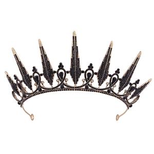 Evil Queen Costume Women Crown, Black Swan Vampire Ursula Tiara - Vofler Halloween Gothic Witch Accessories for Bride Princess Girl Birthday Cosplay Party Wedding Homecoming Prom Quinceanera Pageant