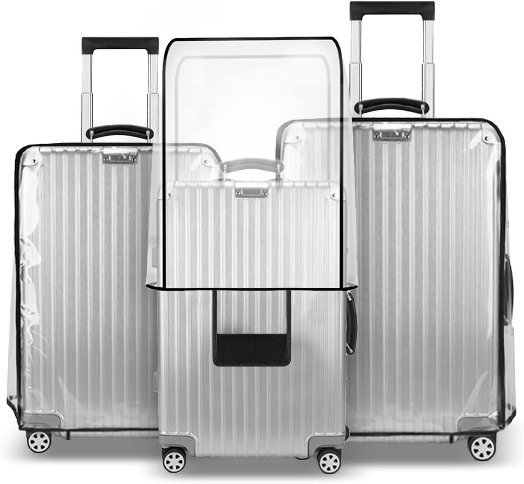 T Tersely 3 Pieces Luggage Cover Protectors, for 20 24 28 inch luggage Clear PVC Suitcase Cover Set,Waterproof Suitcase Protective Covers for Tsa Approved for Travel