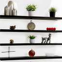 YYWUOJJ Wood Floating Shelves for Wall Decor, Rustic Wall Shelves for Bedroom Bathroom Kitchen Living Room, Set of 4 Black 48 Inch
