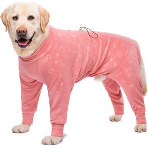 Dog Coats Autumn Winter Jumpsuit for Large Medium Dogs, Warmer Recovery Suit Polar Fleece Dog Bodysuit Lightweight Pajamas Pullover Stretchy Onesie Four-Legged Cold Weather Clothes(3XL, Pink)