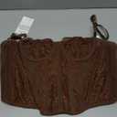 Lace Bustier Corset Tops for Women - Sexy Going Out Party Club Top with Buckle (Medium, Coffee)