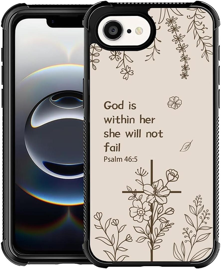 for iPhone 16E Case | Classic Slim Cover Design | Biblical Floral Cross