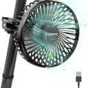Grow Tent Fan, 5.5" Greenhouse Clip Fan with Brushless Motor and Non-Slip Clamp, Strong Airflow and Low Noise, 360 Tilt, Easy Mount for Plant Hydroponics Circulation Cooling Ventilation Shed