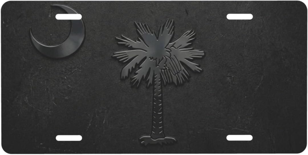 South Carolina License Plate Matte Black, 6x12 Aluminum Palmetto State Pride Stealth Decor