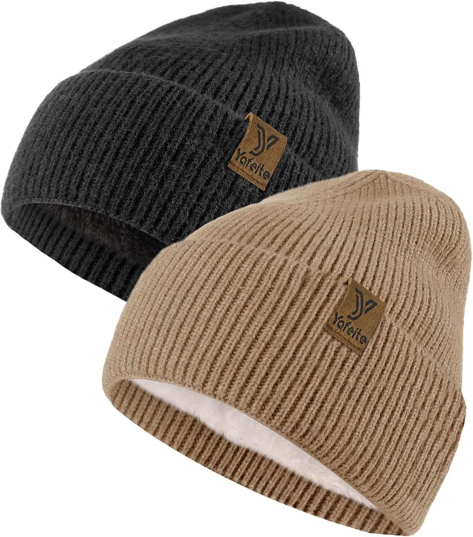 Winter Beanie Hat for Men Women, Warm Unisex Winter Knitted Hats, Stretchy Cuffs and Thick Warm Lining Beanies
