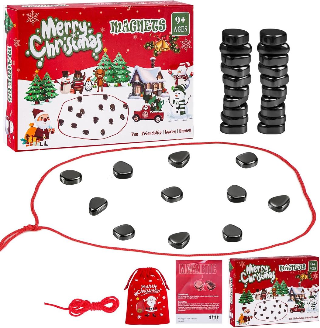 Christmas Family Game Magnetic Chess Game - Fun Tabletop Game, Strategy Game for Kids and Adults with Magnets, Fun Tabletop Multiplayer Chess for Family Party (Rope)