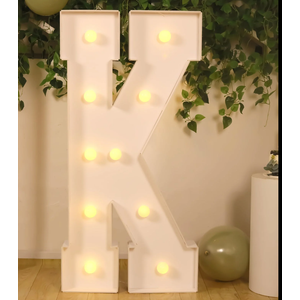 Efavormart 4ft Giant LED Marquee Letter K, White Pre-Cut Foam Board with 10 Warm White Battery Operated LEDs, Glue Gun and Sticks