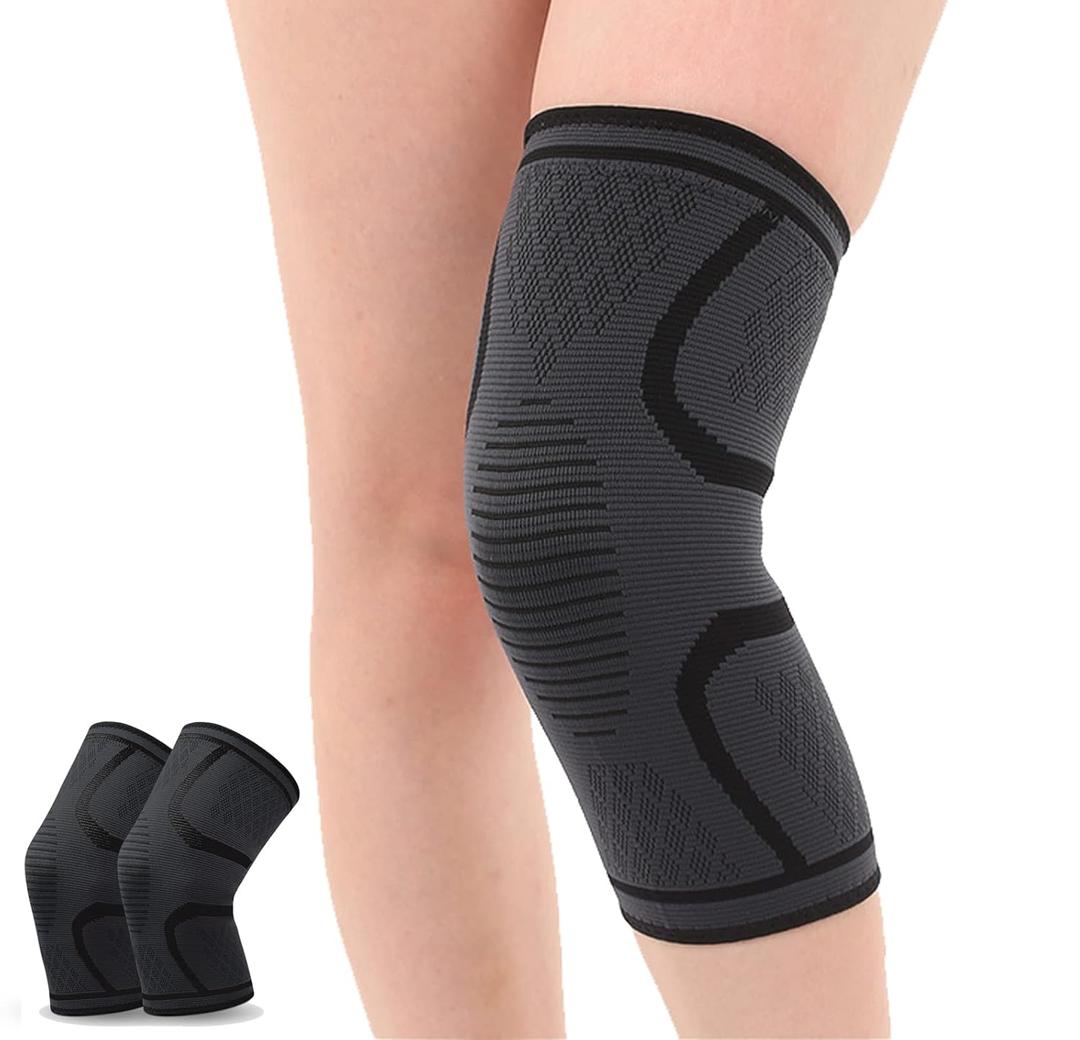 Knee Braces for Knee Pain, 2 Pack Knee Pads Knee Sleeves Weightlifting Knee Compression Sleeve, Knee Support Knee Flex Wrap Knee Sleeves (X-Large, Black)