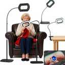 Magnifying Glass with Light and Stand with 10X Rectangle Ultra-Clear Glass Magnifying Lens, Magnifying Glass Table Lamp for Close Work, Reading, Sewing, Crafts, Flexible 3in1 Floor Lamp