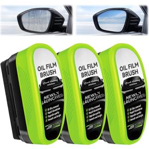 3PCS Clear Vision Windshield Cleaner, Automotive Oil Film Cleaning Brush for Car Windows, Windshield Oil Film Remover for Car,Truck,RV Windows and All Glass Surfaces