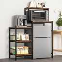 6-Tier Mini Fridge Cabinet Microwave Stand Baker Rack, Mini Fridge Stand with Storage Shelves, Microwave Oven Stand, Utility Storage Shelf for Kitchen, Living Room, Dorm, Patio.(Brown)