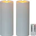 10" x 4" Waterproof Outdoor Flameless Candles Battery Operated LED Flickering Tall Pillar Candles with Remote and Timer for Indoor Outdoor Lanterns, Long Lasting, White Set of 2