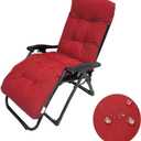 Waterproof Patio Lounge Chair Cushion, 65inch Long Bench Cushion for Outdoor Furniture, Outdoor Padded Recliner Chair Cushion Non-Slip Back Elastic Sleeve (Red)