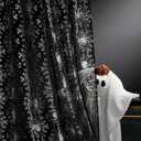 NICETOWN Semi Sheer Black Curtains with Silver Foil Spider Web, Grommet Lightweight & Airy Window Treatments for Halloween, W52 x L84, 2 Panels