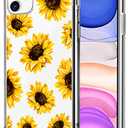 HEYORUN Sunflower Clear Case Compatible with iPhone 11 Released 2019, Yellow Sunflower Girls and Women Floral Back Case Cover, Sunflower Transparent Soft TPU Bumper Shockproof Protective Case Cover