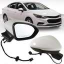 Right passenger side Mirror Fits 2016-2019 Chevy Cruze Sedan/Hatchback with Power Glass Without Heated without turn signals without Blind Spot, Match Summit White Replace GM1321541(3Pins)