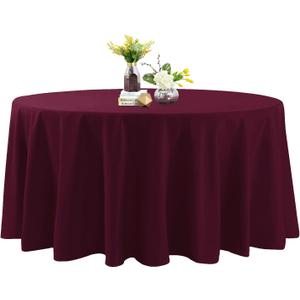 120 Inch Stain and Wrinkle Resistant Washable Polyester Table Cloth, Decorative Table Cloth for Dining Table, Buffet Parties and Wedding, Burgundy