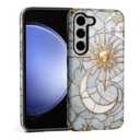 DAIZAG Case for Samsung Galaxy S23 FE,Stained Glass Stars Moon Sun Full Body Design - Hybrid Dual Protection Soft TPU + Hard PC, Shockproof & Scratch-Resistant Protective Case for Men Women