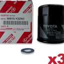 Genuine 90915-YZZN3 / 90915-10010 Oil Filter with APSG Drain Plug Crush Washer | OEM 3 PACK | Compatible with Toyota/Lexus 3.4L Tundra, Sequoia, LS500, LX600, GX550, LX700h