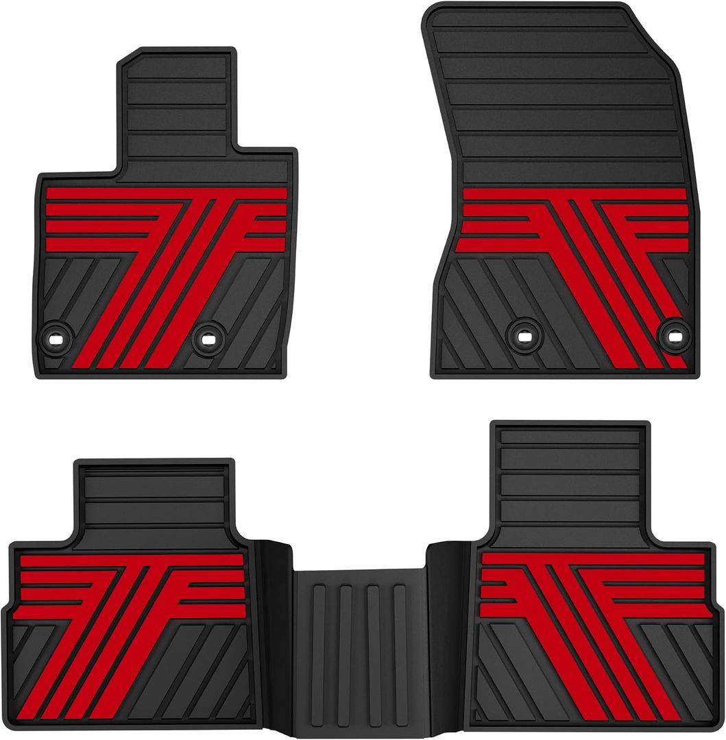 Rubber Floor Mats for Nissan Rogue 2021-2026 (Not for Sport) | All Weather Heavy Duty Car Mats Fit for Rogue, 1st & 2nd Row, Black & Red