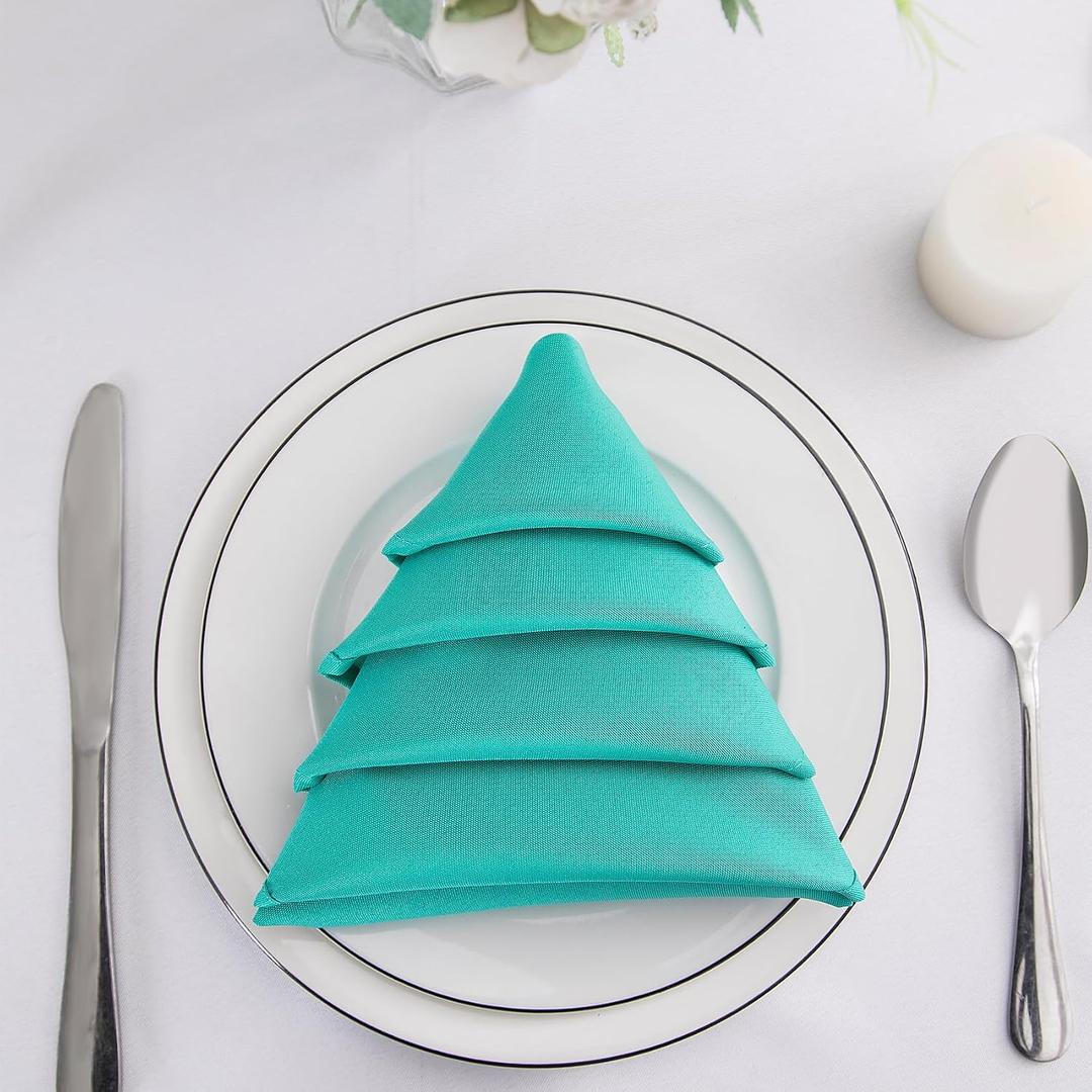 Bailarina Cloth Napkins Set of 40,17x17 inches Dinner Napkins Cloth Washable,Polyester Square Table Cloth Napkin Bulk with Hemmed Edges Ideal for Banquets, Parties and Weddings-Turquoise