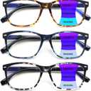 Progressive Multifocus Reading Glasses for Women, Pattern Print Blue Light Block Stylish Ladies Computer Readers (3Mix, 2.25x)