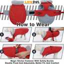 Lelepet Warm Dog Coat - Reflective Waterproof Fleece Vest with Adjustable Buckle Hook & Loop, Windproof Winter Jacket Dog Coats for Large Dogs, Red, L