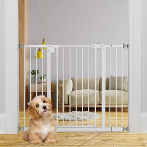 keny 29"-42.5" Baby Gate for Stairs, Auto Close Safety Dog Gate, Pressure Mounted Easy Walk Through Pet Gate for Doorways, Durable Safety Stair Gate, 30" Tall, White