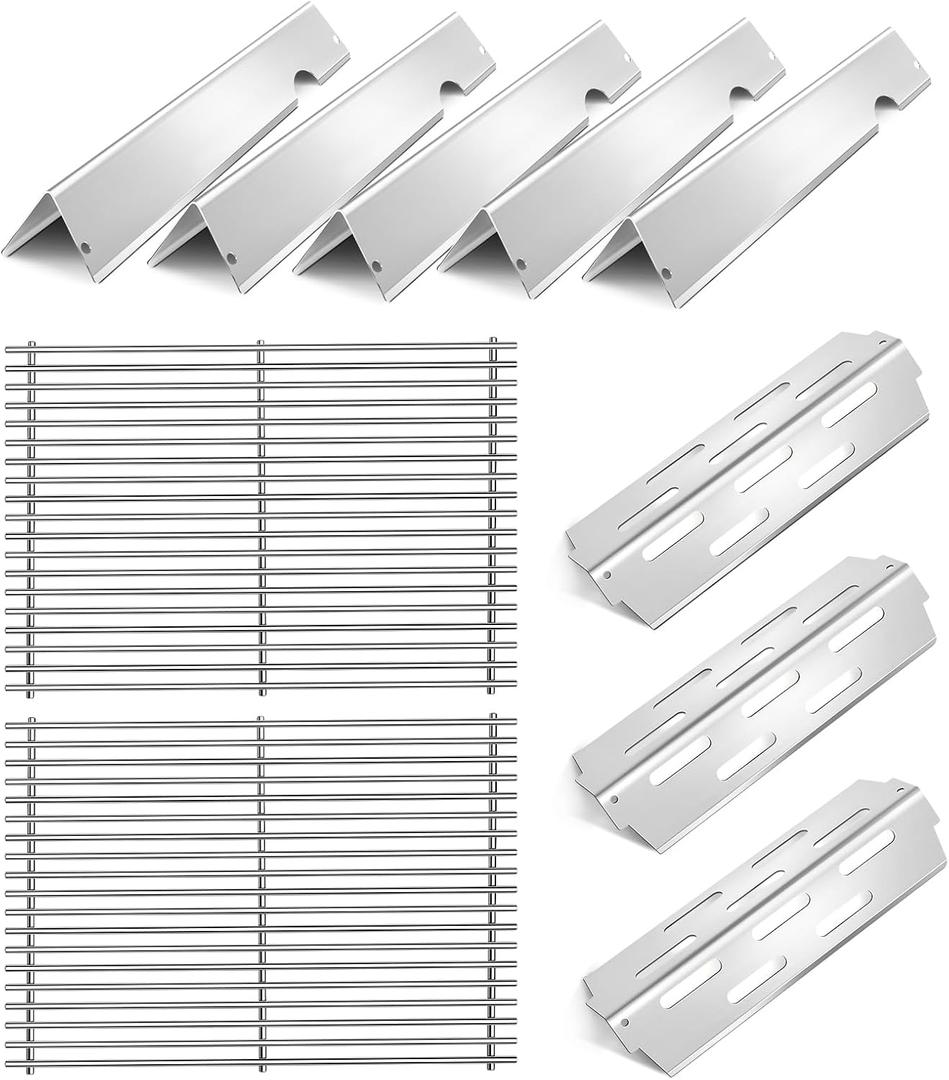 Stainless Steel Grill Flavorizer Bar Heat Plates with 2 Pack 9mm Grates Gas Grill Replacement Parts for Weber Genesis II 300 Series Genesis II E-310 E-315 E-330 E-335 S-310 S-335 Gas Grill Part